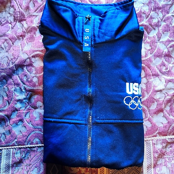 Navy 🔵 🇺🇲 official Olympic track jacket/ SZ MD medium 🙂 - Picture 8 of 8